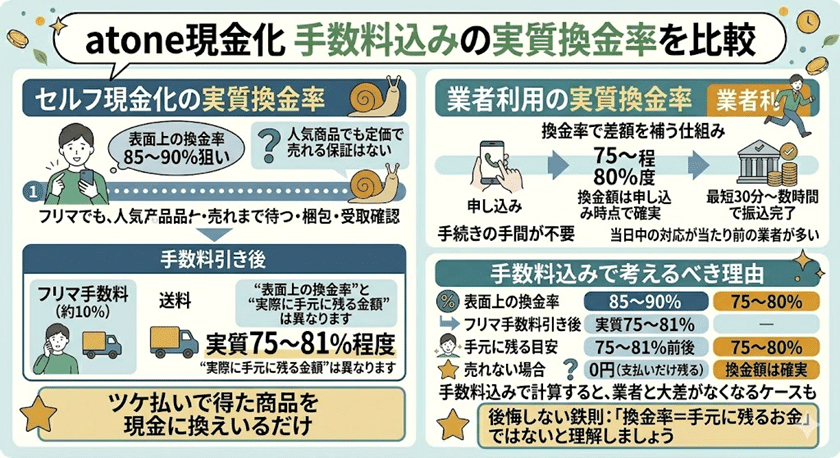 atone現金化の換金率と手元に残る金額