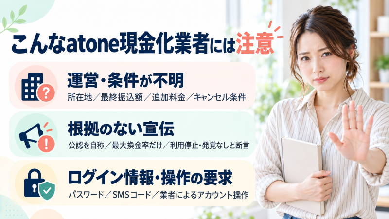 注意すべきatone現金化業者