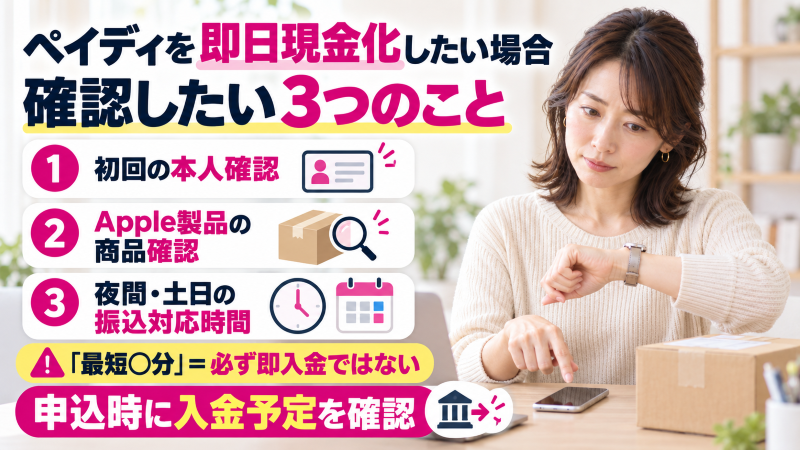 ペイディを即日現金化でしたい場合に確認したいこと