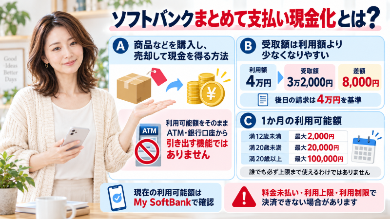 ソフトバンクまとめて支払いの現金化とは