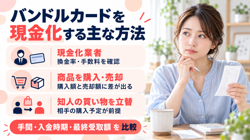 バンドルカードを現金化する主な方法